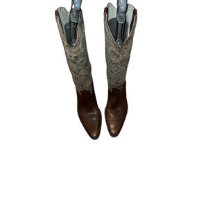 Matisse Brown Leather Vintage Tapestry Western Boots Size 7 1/2 M